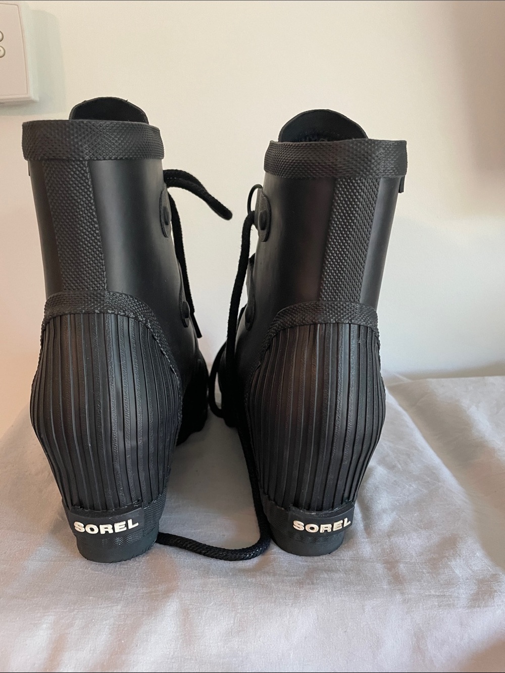 Sorel Black Lace-Up Rain Boots - Picture 4 of 8